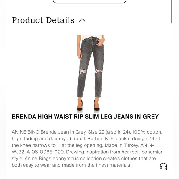 Anine Bing High Rise Ripped Gray Jeans - Picture 10 of 12